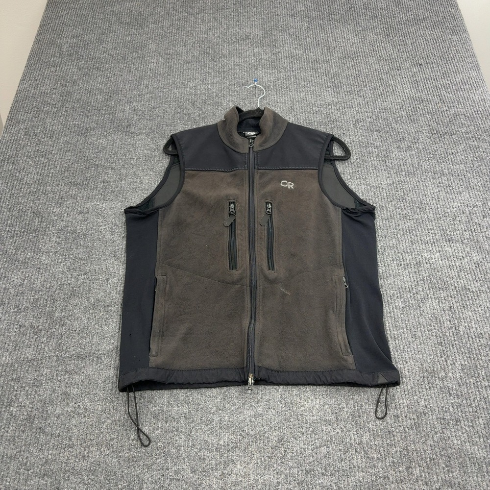 Outdoor Research Vest Mens Grey Black Fleece Full Zip Made in USA Gorpcore Style